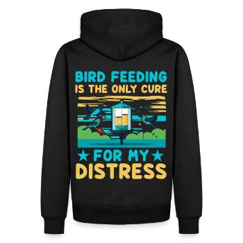 Nourrir les oiseaux est le seul remède à ma détresse - Sweat à capuche Premium bio Homme - noir - Dos - Nico (187cm)
