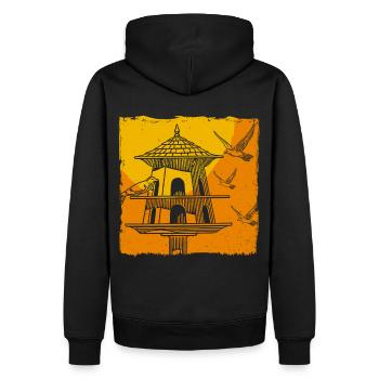 Vogelfütterung - Männer Premium Bio Hoodie - Schwarz - Hinten - Nico (187cm)