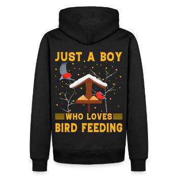Juste un garçon qui aime nourrir les oiseaux - Sweat à capuche Premium bio Homme - noir - Dos - Nico (187cm)