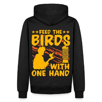 Füttern Sie die Vögel mit einer Hand - Männer Premium Bio Hoodie - Schwarz - Hinten - Nico (187cm)