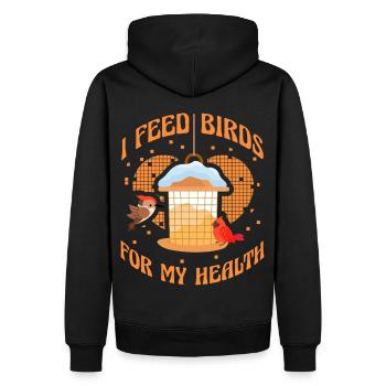 Je nourris les oiseaux pour ma santé - Sweat à capuche Premium bio Homme - noir - Dos - Nico (187cm)