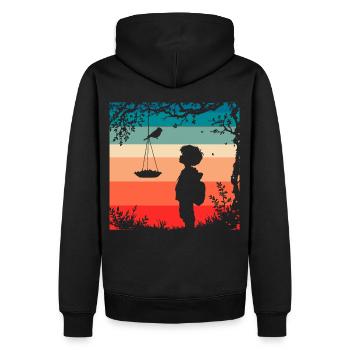 Vogelfütterung - Männer Premium Bio Hoodie - Schwarz - Hinten - Nico (187cm)