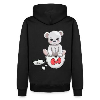 Teddy Bear Birth Baby Eggshell Hatch - Men’s Premium Organic Hoodie - black - Back - Nico (187cm)