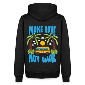 Make Love Not War Flowerpower Hippie - Männer Premium Bio Hoodie - Schwarz - Hinten - Nico (187cm)