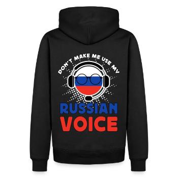 Ne me forcez pas à utiliser ma voix russe - Sweat à capuche Premium bio Homme - noir - Dos - Nico (187cm)