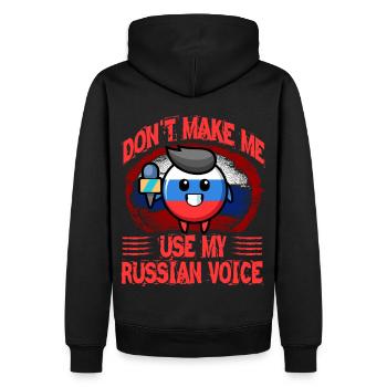 Ne me forcez pas à utiliser ma voix russe - Sweat à capuche Premium bio Homme - noir - Dos - Nico (187cm)