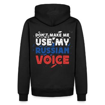 Ne me forcez pas à utiliser ma voix russe - Sweat à capuche Premium bio Homme - noir - Dos - Nico (187cm)