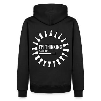 Humour d’échecs – Je pense - Sweat à capuche Premium bio Homme - noir - Dos - Nico (187cm)