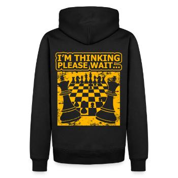 Humour d’échecs – Je pense - Sweat à capuche Premium bio Homme - noir - Dos - Nico (187cm)
