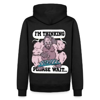 Je me dis, s’il vous plaît, attendez Échecs - Sweat à capuche Premium bio Homme - noir - Dos - Nico (187cm)