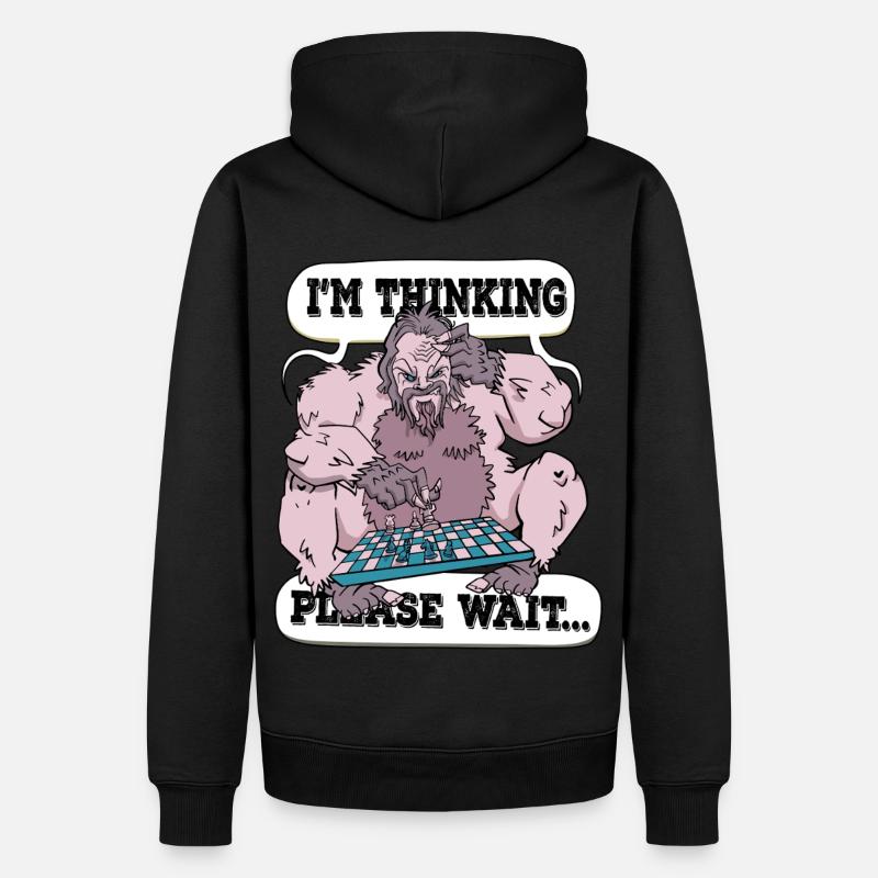 Ich denke, bitte warte Schach - Männer Premium Bio Hoodie - Schwarz