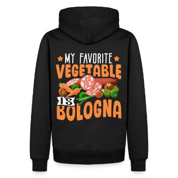 Bologna -Fleisch -Gemüse -Baloney -Sandwich - Männer Premium Bio Hoodie - Schwarz - Hinten - Nico (187cm)