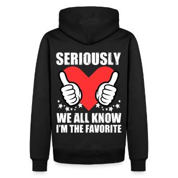 Im Ernst, wir alle wissen, dass ich der Favorit bin - Männer Premium Bio Hoodie - Schwarz - Hinten - Nico (187cm)
