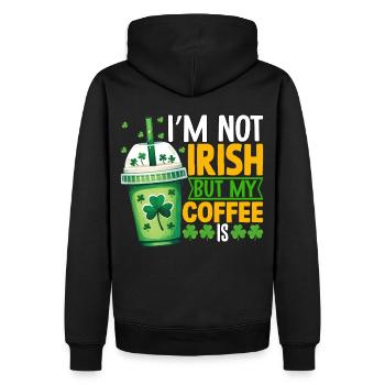 Ich bin kein Ire, aber mein Kaffee ist - Männer Premium Bio Hoodie - Schwarz - Hinten - Nico (187cm)
