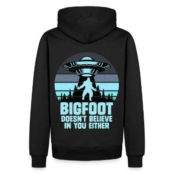 UFO-Bigfoot Yeti Sasquatch - Männer Premium Bio Hoodie - Schwarz - Hinten - Nico (187cm)