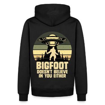 UFO-Bigfoot Yeti Sasquatch - Männer Premium Bio Hoodie - Schwarz - Hinten - Nico (187cm)