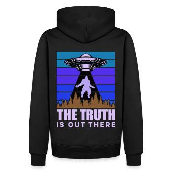 UFO-Bigfoot Yeti Sasquatch - Männer Premium Bio Hoodie - Schwarz - Hinten - Nico (187cm)