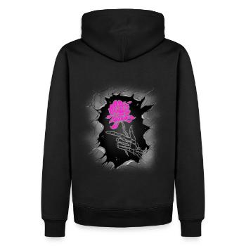 Halloween Fleur Rose Roses Squelette Mort - Sweat à capuche Premium bio Homme - noir - Dos - Nico (187cm)
