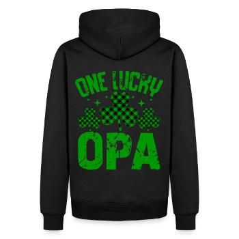 Un OPA chanceux - Sweat à capuche Premium bio Homme - noir - Dos - Nico (187cm)