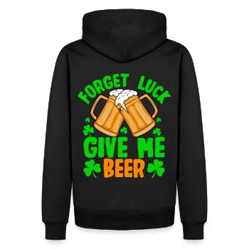 Forget luck give me beer - Men’s Premium Organic Hoodie - black - Back - Nico (187cm)