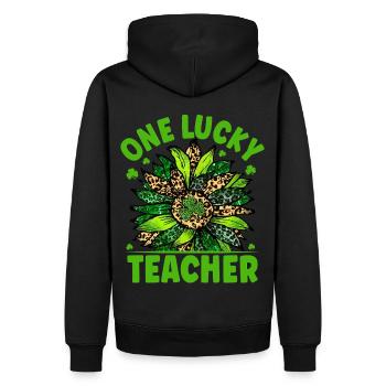 Ein glücklicher Lehrer - Männer Premium Bio Hoodie - Schwarz - Hinten - Nico (187cm)