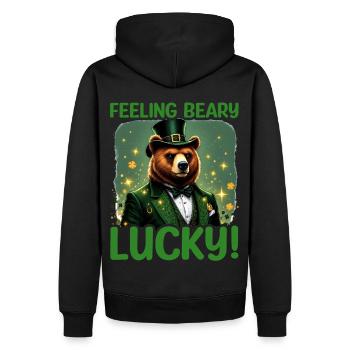 Se sentir chanceux - Sweat à capuche Premium bio Homme - noir - Dos - Nico (187cm)