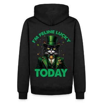 Ich bin feeline Lucky Today - Männer Premium Bio Hoodie - Schwarz - Hinten - Nico (187cm)