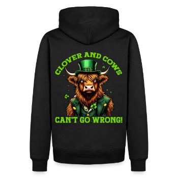 Clover and Cows can't go wrong - Men’s Premium Organic Hoodie - black - Back - Nico (187cm)