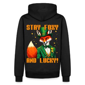 Stay Foxy and Lucky St. Patrick's Day - Men’s Premium Organic Hoodie - black - Back - Nico (187cm)