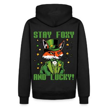 Stay Foxy and Lucky St. Patrick's Day - Men’s Premium Organic Hoodie - black - Back - Nico (187cm)