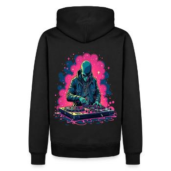Alien Extraterrestrial DJ Music - Men’s Premium Organic Hoodie - black - Back - Nico (187cm)