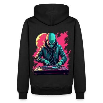Alien Extraterrestrial DJ Music - Men’s Premium Organic Hoodie - black - Back - Nico (187cm)