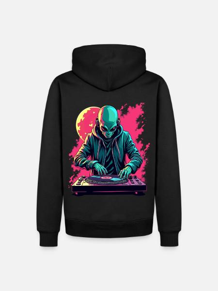 Alien Extraterrestrial DJ Music - Men’s Premium Organic Hoodie - black
