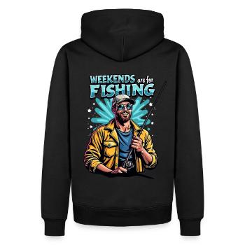 Weekends are for Fishing Fischen Angeln - Men’s Premium Organic Hoodie - black - Back - Nico (187cm)