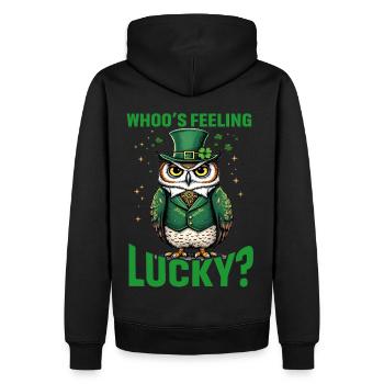 Qui se sent chanceux ? - Sweat à capuche Premium bio Homme - noir - Dos - Nico (187cm)