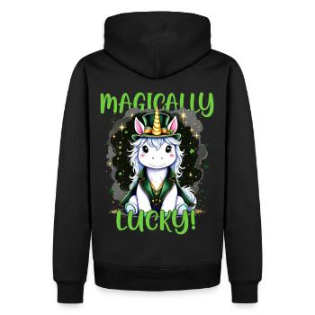 Magisches Glück - Männer Premium Bio Hoodie - Schwarz - Hinten - Nico (187cm)