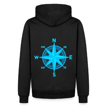 maritim Windrose Kompass Seefahrt Seemann - Männer Premium Bio Hoodie - Schwarz - Hinten - Nico (187cm)