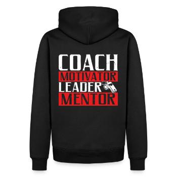 Trainer Geschenke Coach Geschenkidee - Männer Premium Bio Hoodie - Schwarz - Hinten - Nico (187cm)