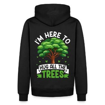 Je suis ici pour étreindre tous les arbres - Sweat à capuche Premium bio Homme - noir - Dos - Nico (187cm)