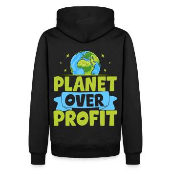 Planet vor Profit - Männer Premium Bio Hoodie - Schwarz - Hinten - Nico (187cm)