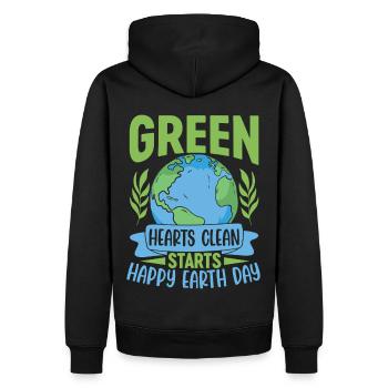 Green Hearts clean startet in den Happy Earth Day - Männer Premium Bio Hoodie - Schwarz - Hinten - Nico (187cm)