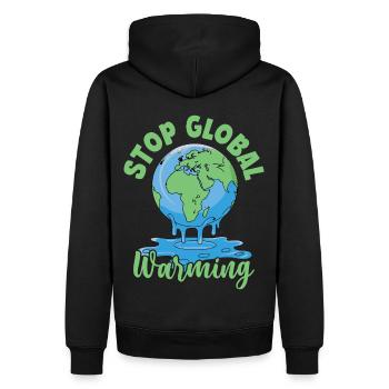 Stopper le réchauffement climatique - Sweat à capuche Premium bio Homme - noir - Dos - Nico (187cm)