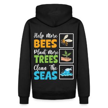 Aidez plus d’abeilles à planter plus d’arbres pour nettoyer les mers - Sweat à capuche Premium bio Homme - noir - Dos - Nico (187cm)