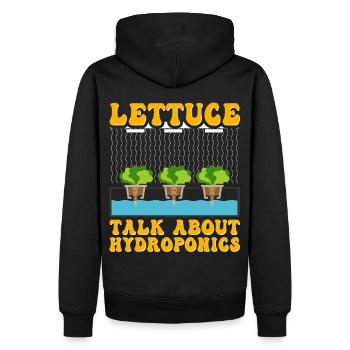Lettuce talk about Hydroponics - Men’s Premium Organic Hoodie - black - Back - Nico (187cm)