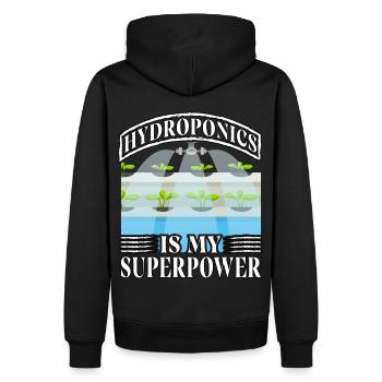Hydroponics is my superpower - Men’s Premium Organic Hoodie - black - Back - Nico (187cm)