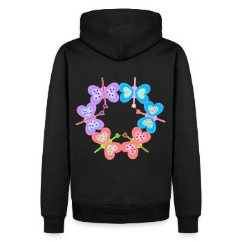 Bunt Farbenfreudig Insekten Schmetterlinge Kinder - Männer Premium Bio Hoodie - Schwarz - Hinten - Nico (187cm)