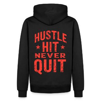 Hustle Hit Never Quit Athlete Fitness - Men’s Premium Organic Hoodie - black - Back - Nico (187cm)