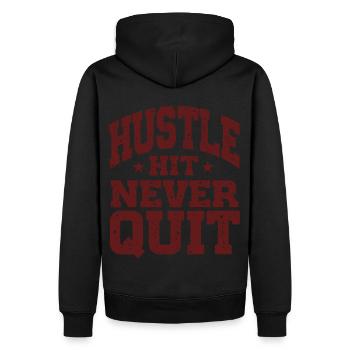 Hustle Hit Never Quit Athlete Fitness - Men’s Premium Organic Hoodie - black - Back - Nico (187cm)