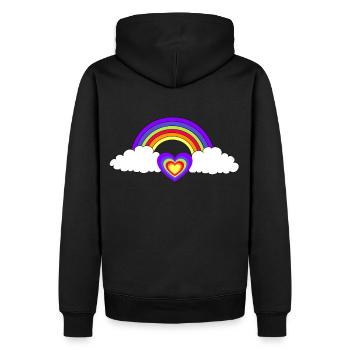 Regenbogen Herz Herzen Liebe Valentin - Männer Premium Bio Hoodie - Schwarz - Hinten - Nico (187cm)