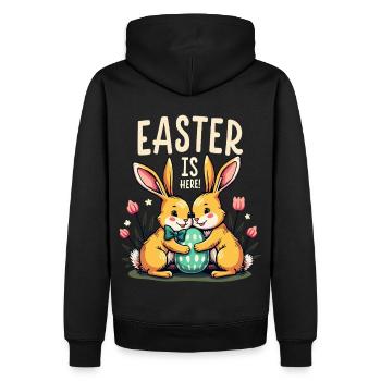 Pâques est là – Doux lapins de Pâques avec œuf de Pâques - Sweat à capuche Premium bio Homme - noir - Dos - Nico (187cm)